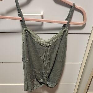 Elegant Green Lace Trim Camisole